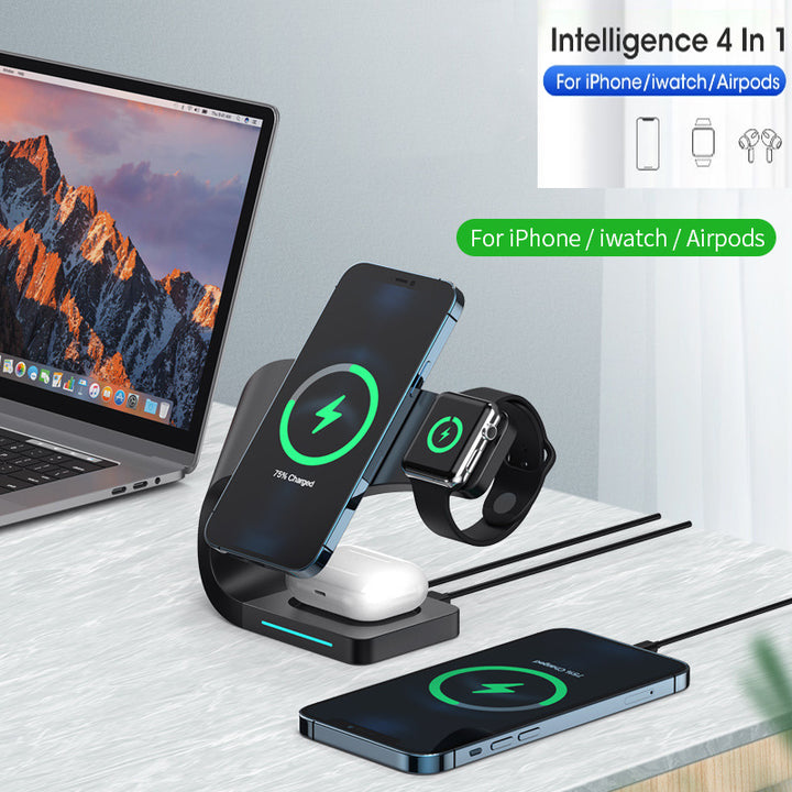 4 in 1 Magnetic Wireless Charger for iPhone12 Apple Watch Headphones Wireless Charging