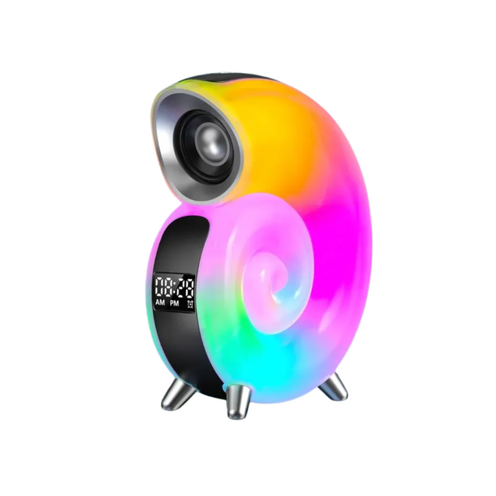 Bluetooth Speaker with Alarm Clock, Colorful LED Light Night Lamp, Powerful Portable Sound Box, Subwoofer Loudspeaker Bass